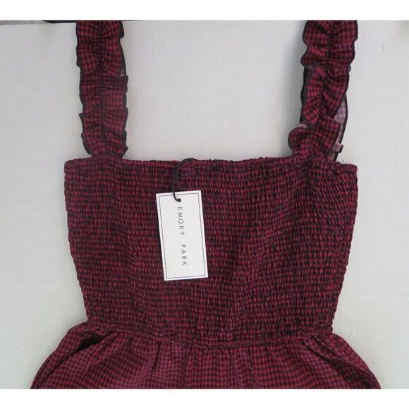 Emory Park IMC2608R Women's Sz S Check-Red Ruched Top Jumpsuit - Picture 9 of 11